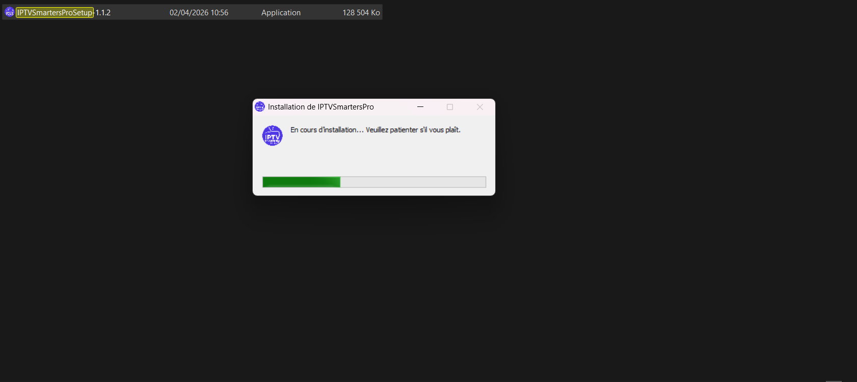 IPTV Windows Smarters Pro app installation in progress MyTVWay