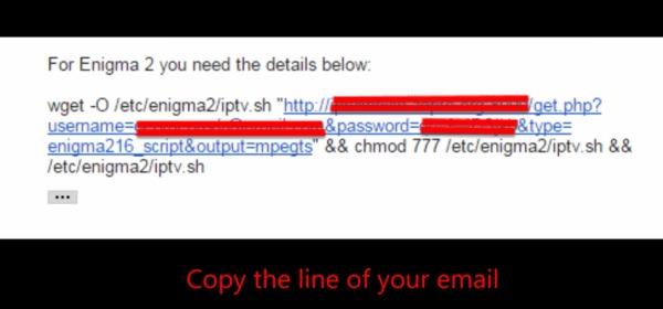 IPTV Enigma2 copy MyTVWay URL line from subscription email MyTVWay
