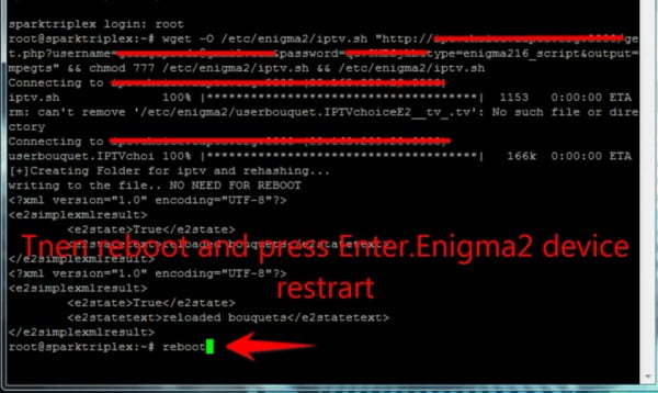 IPTV Enigma2 type reboot command restart device PuTTY MyTVWay