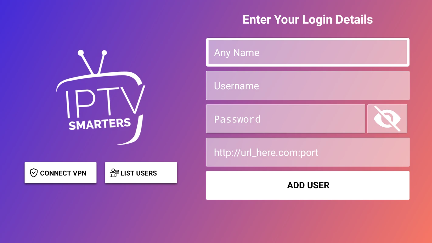 IPTV Windows enter Xtream Codes login credentials username password MyTVWay