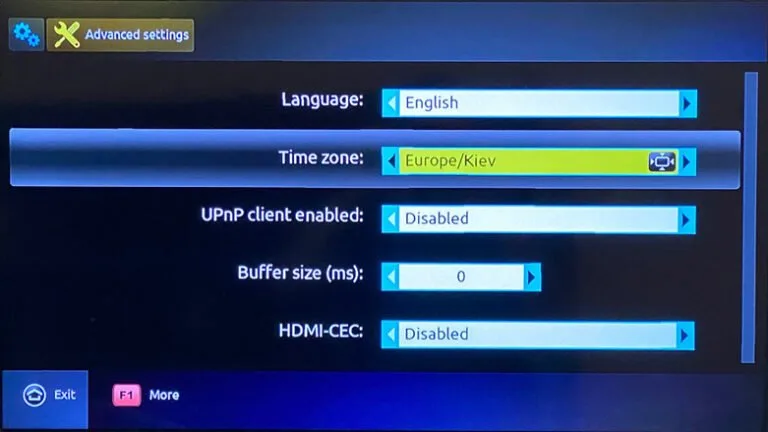 IPTV MAG Box time zone selection United Kingdom MyTVWay