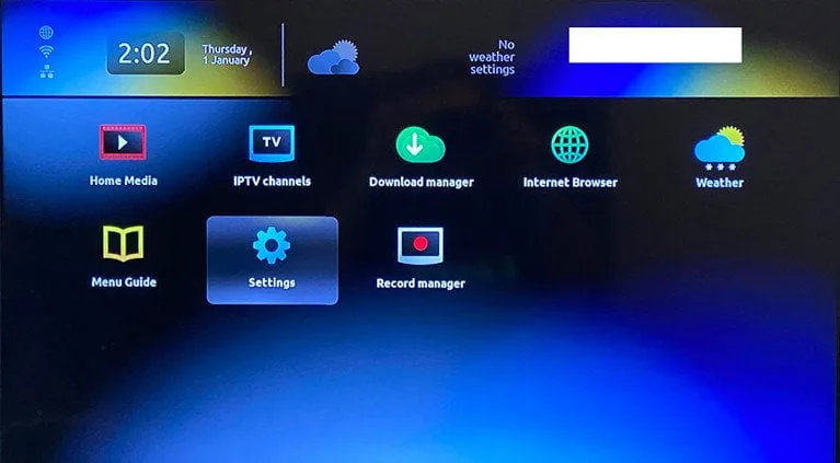 IPTV MAG Box bootup screen press OK to access settings MyTVWay