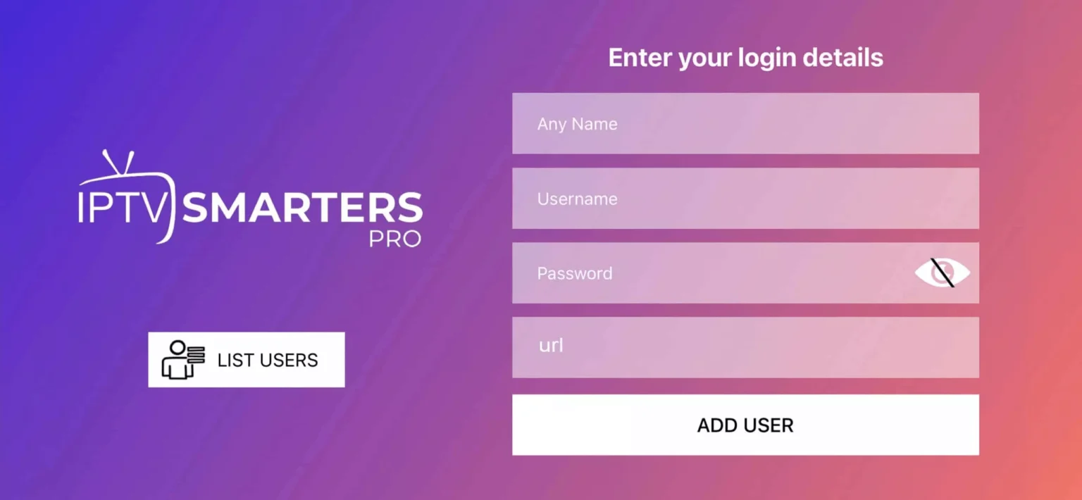 IPTV Android enter Xtream Codes login credentials in IPTV Smarters Pro MyTVWay