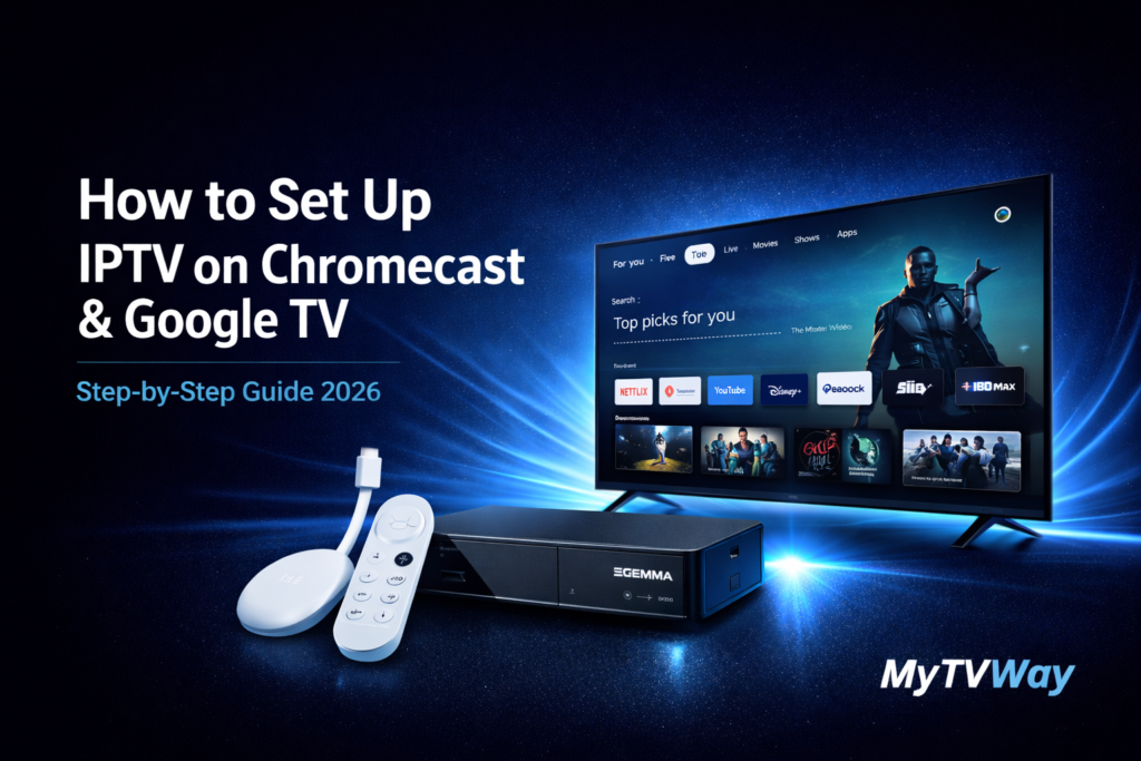 IPTV Chromecast Google TV setup guide 2026 install UK IPTV with TiviMate MyTVWay